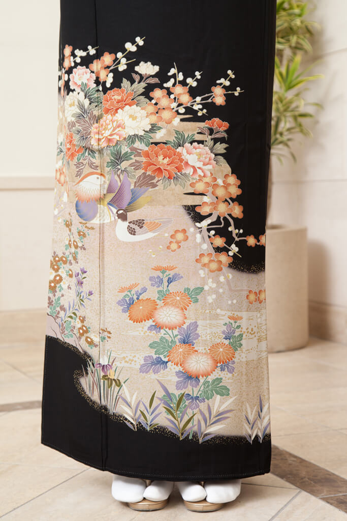 SOML005｜黒留袖(京友禅鴛鴦牡丹図)15号（L）｜留袖レンタル 和匠